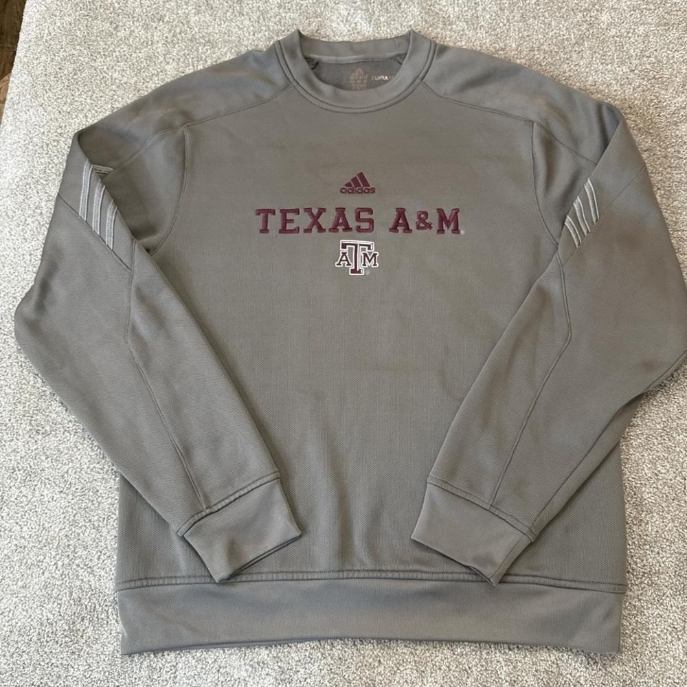 NCAA Aggies Dark Gray Adidas ClimaWarm Crewneck